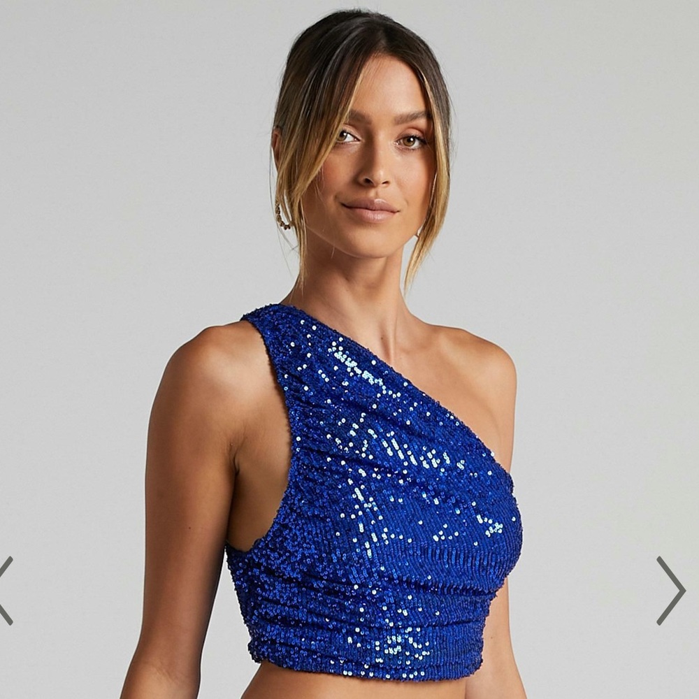 NWT Lioness The Goddess Crop Top Blue Sequin